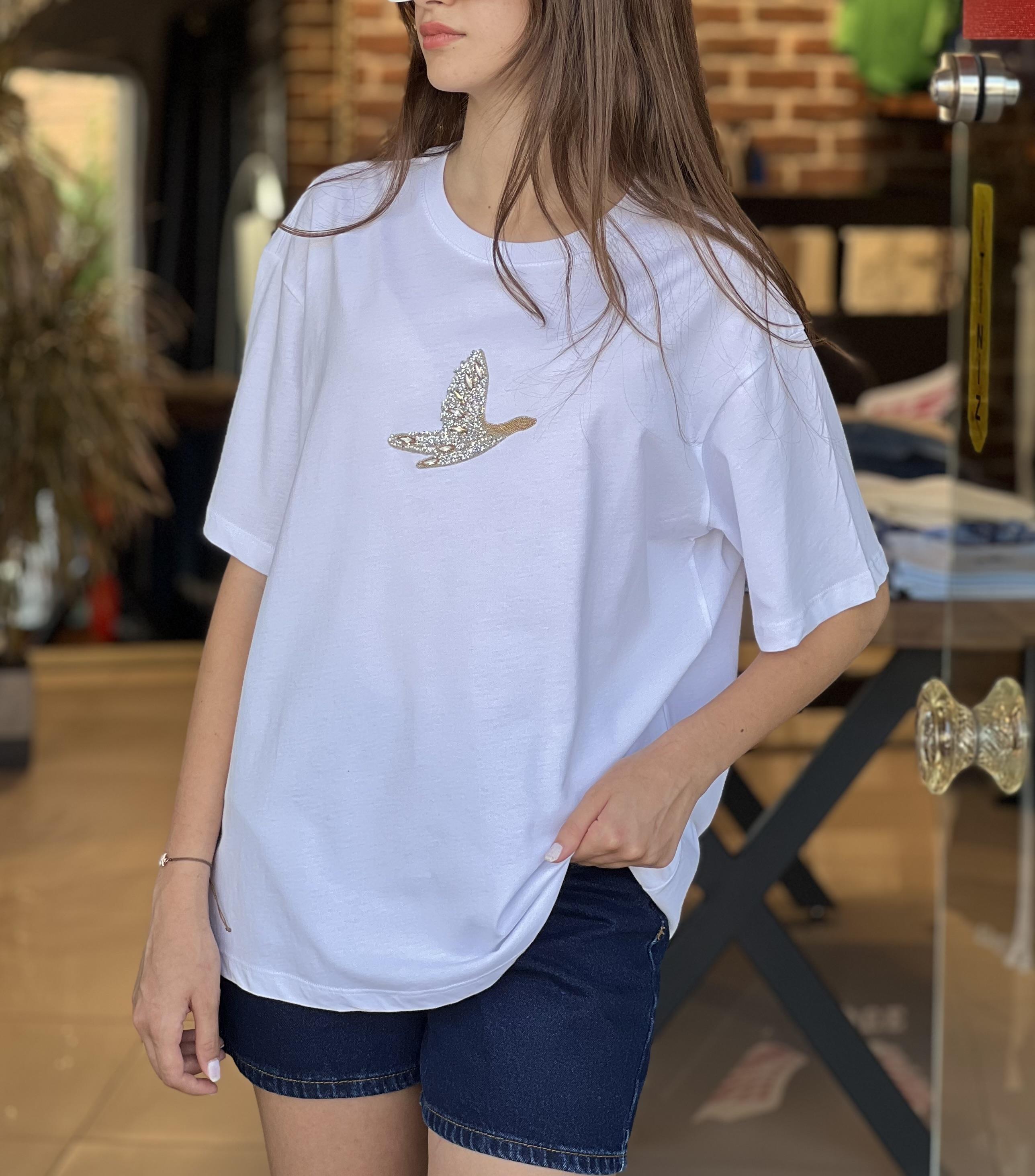 Orijinal Marka Modeli Bisiklet Yaka Beyaz Tişört