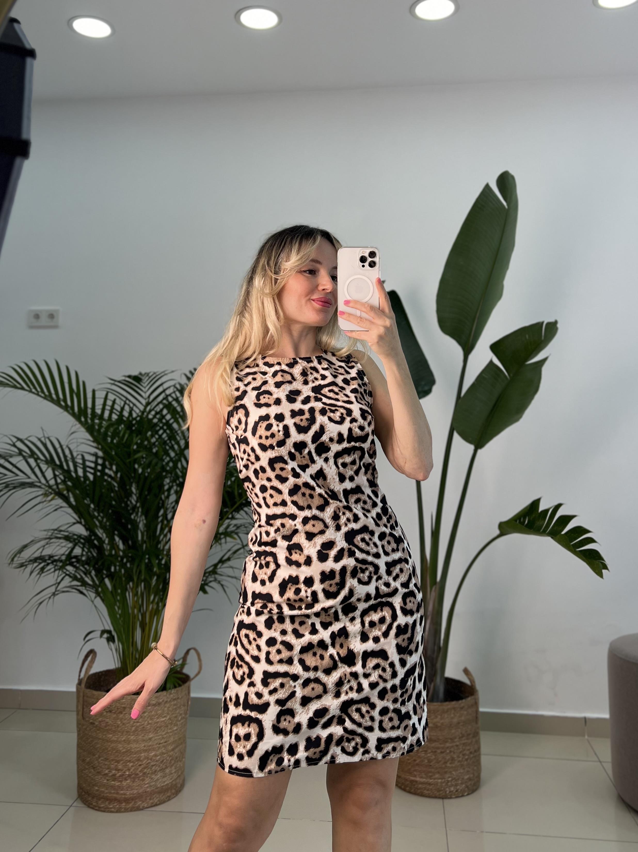 Orijinal Marka Modeli Leopar Desenli Elbise