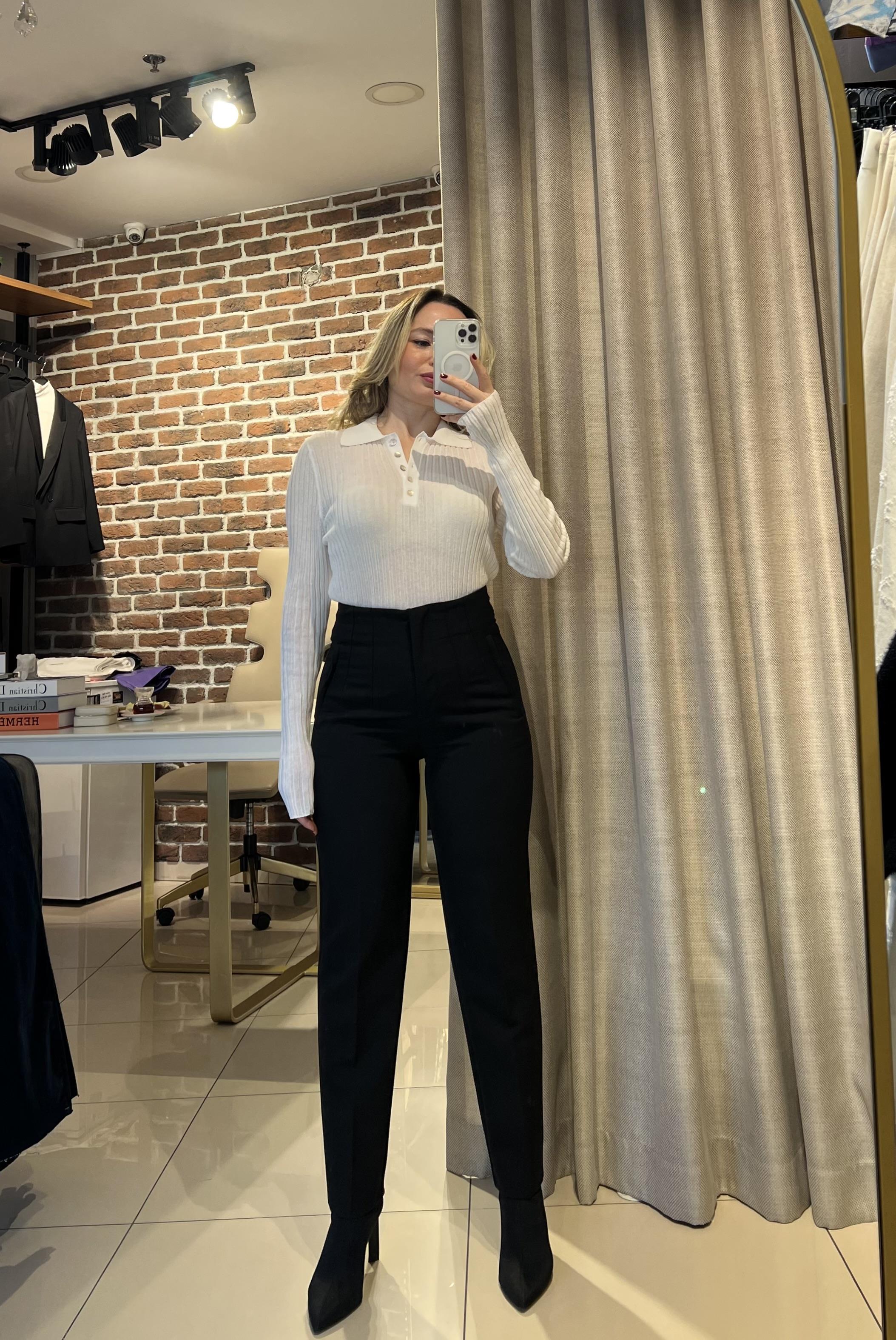 Orijinal Marka Modeli Siyah Filetolu Pantalon  