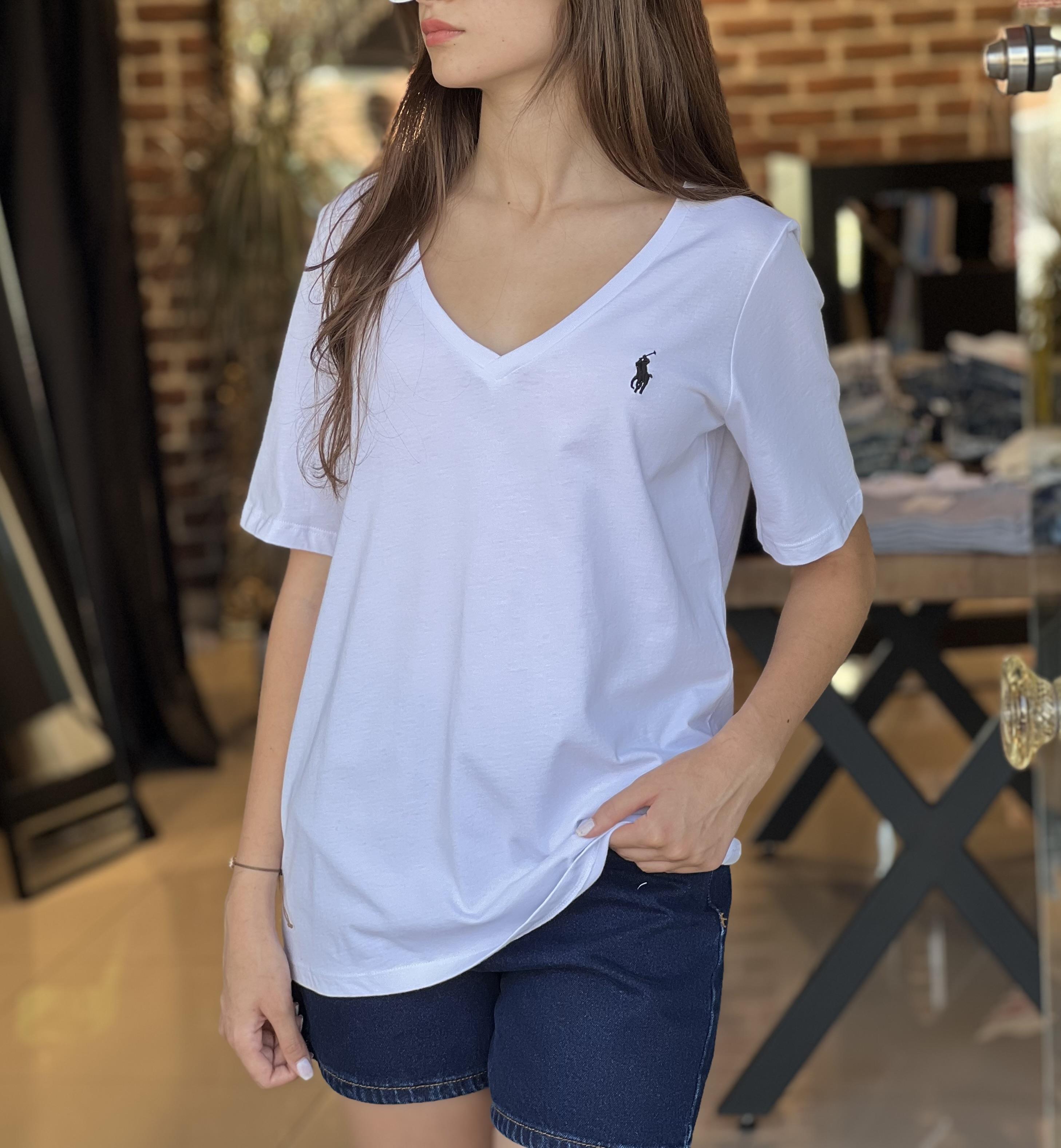 Orijinal Marka Modeli V Yaka Beyaz Tişört