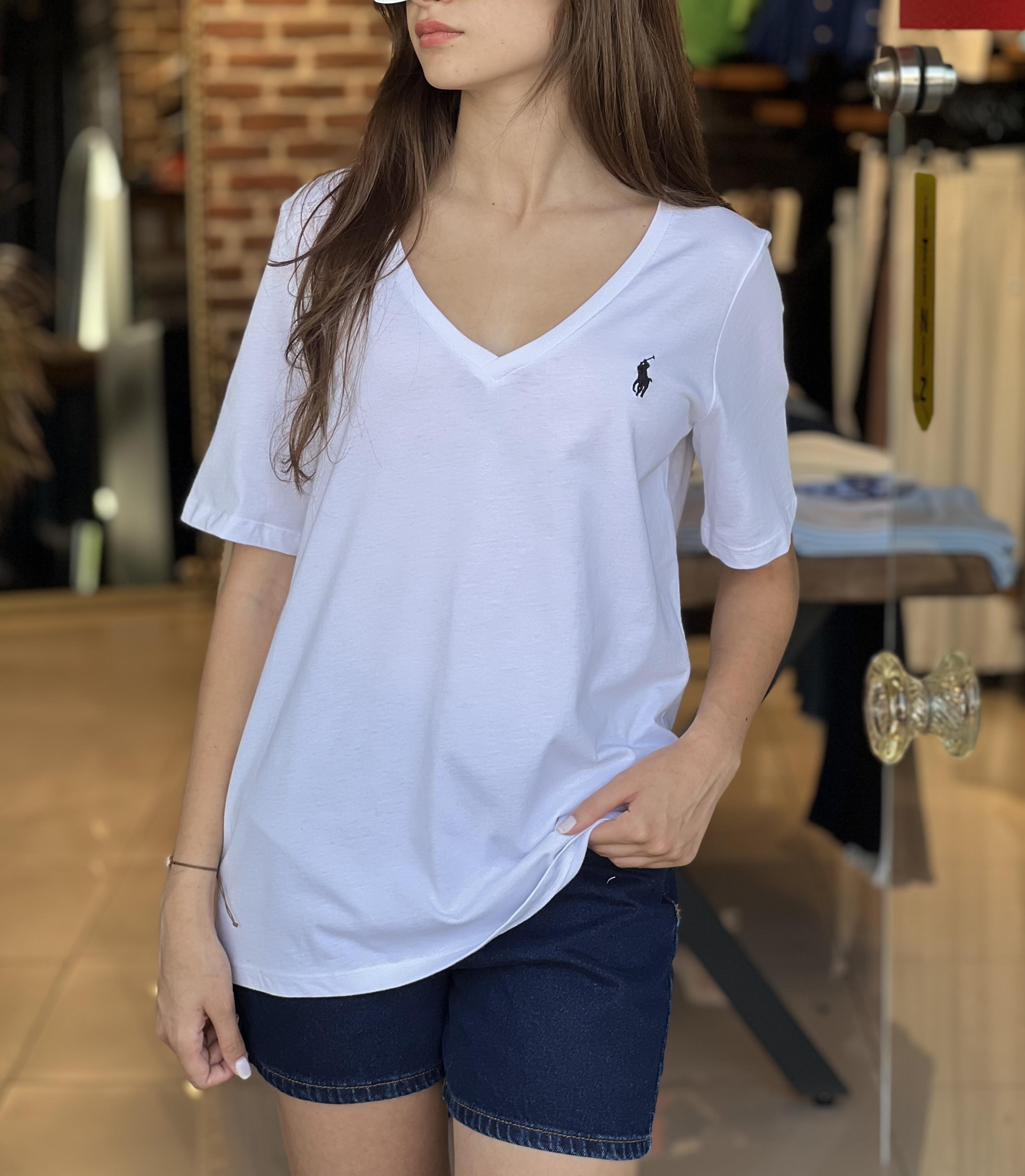 Orijinal Marka Modeli V Yaka Beyaz Tişört