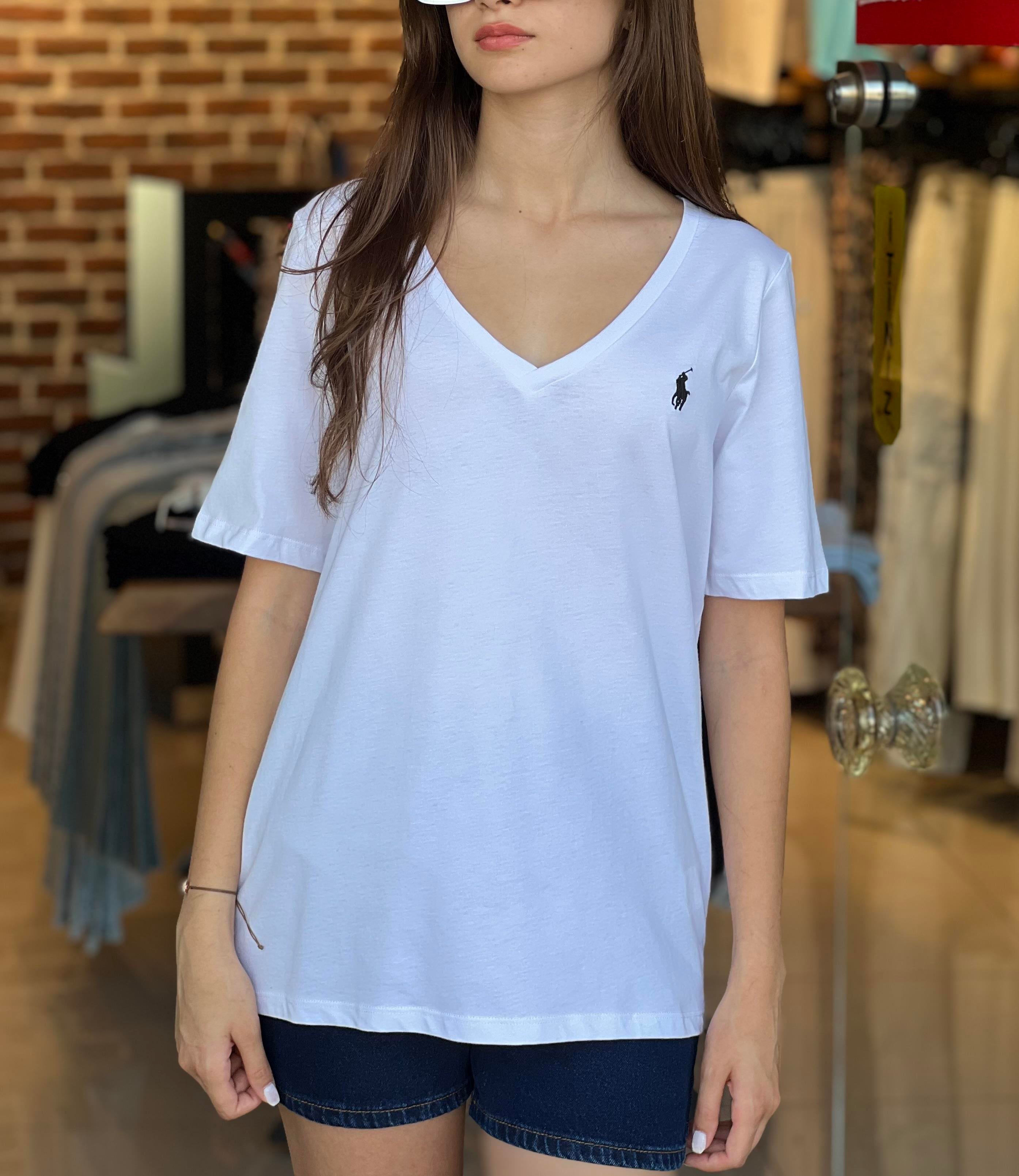 Orijinal Marka Modeli V Yaka Beyaz Tişört