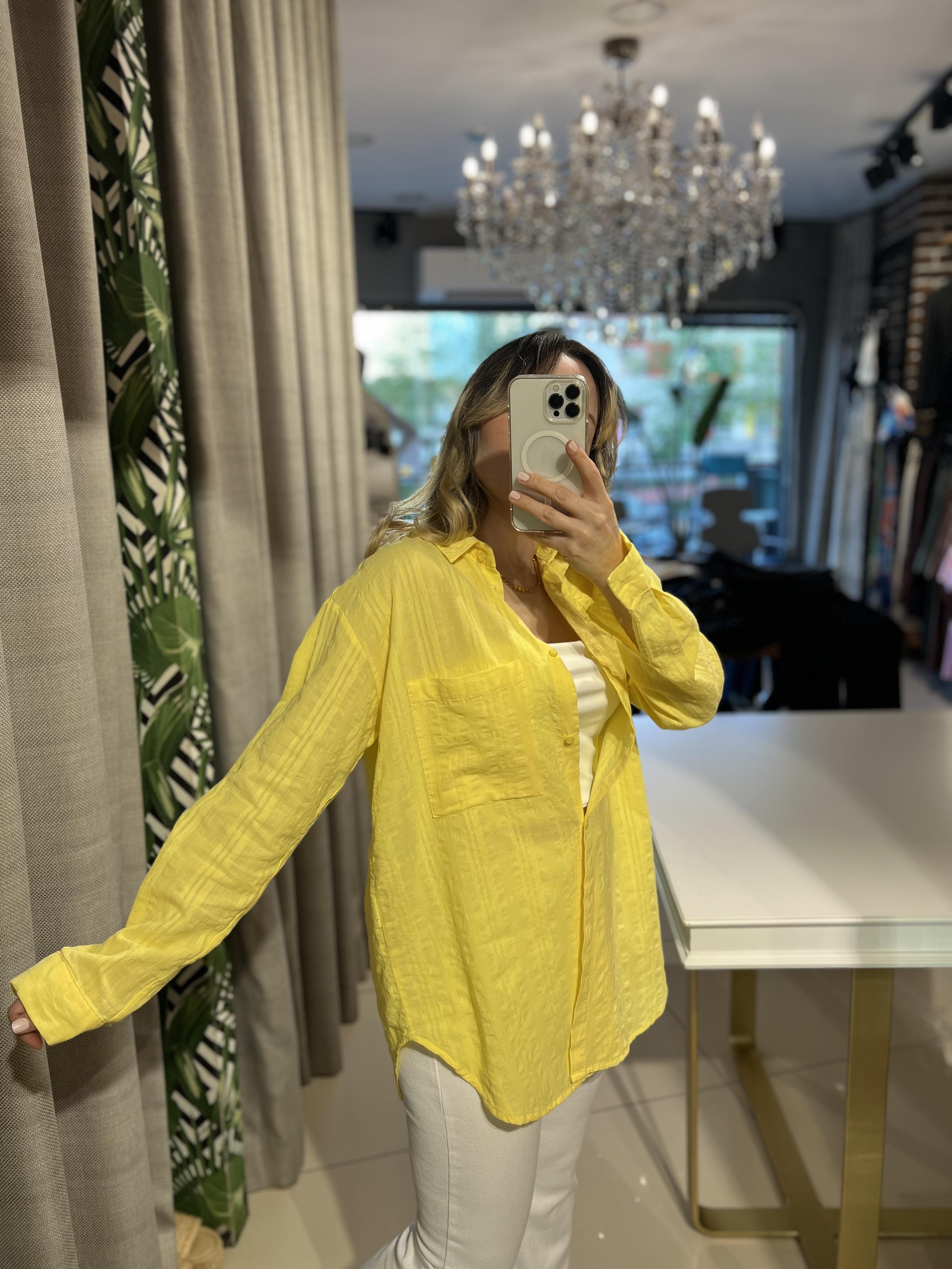 Sarı Cotton Pamuk Gömlek