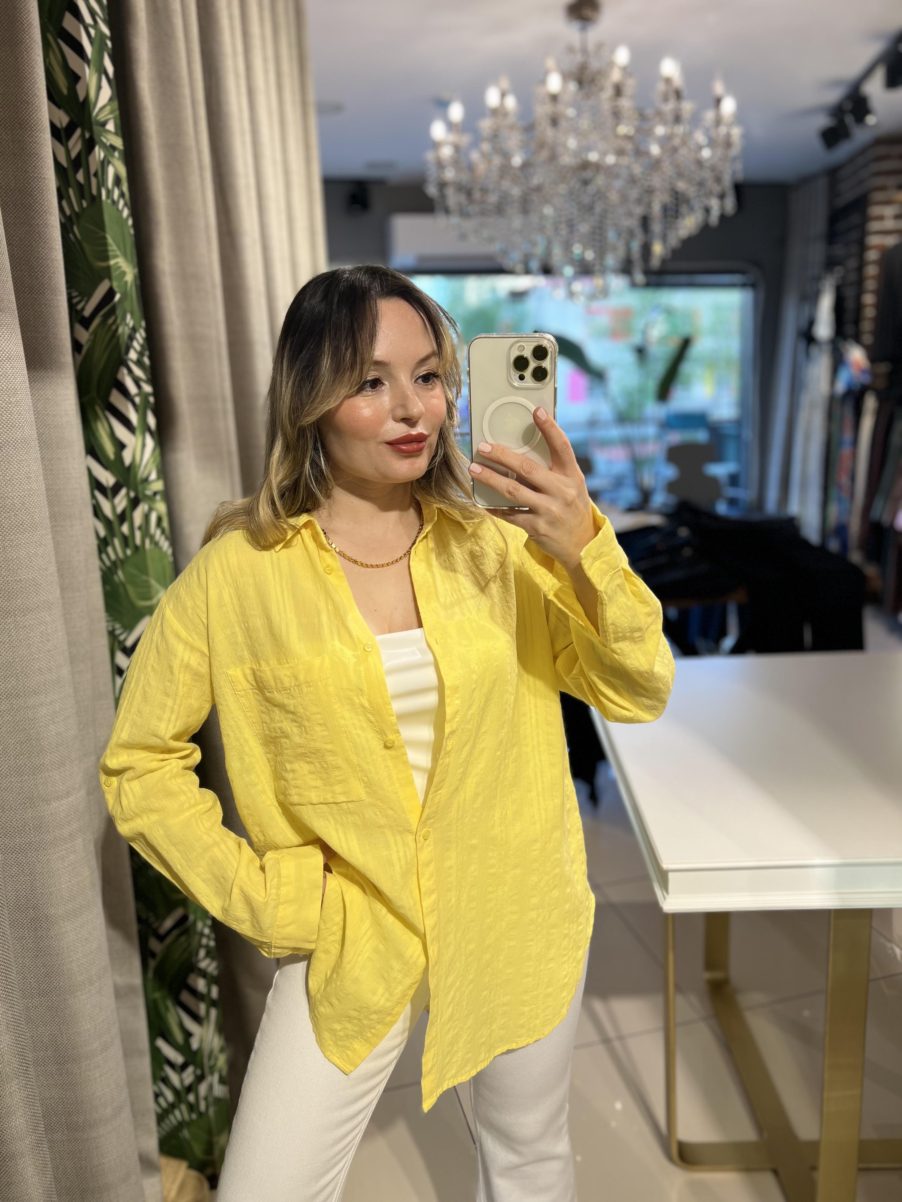 Sarı Cotton Pamuk Gömlek