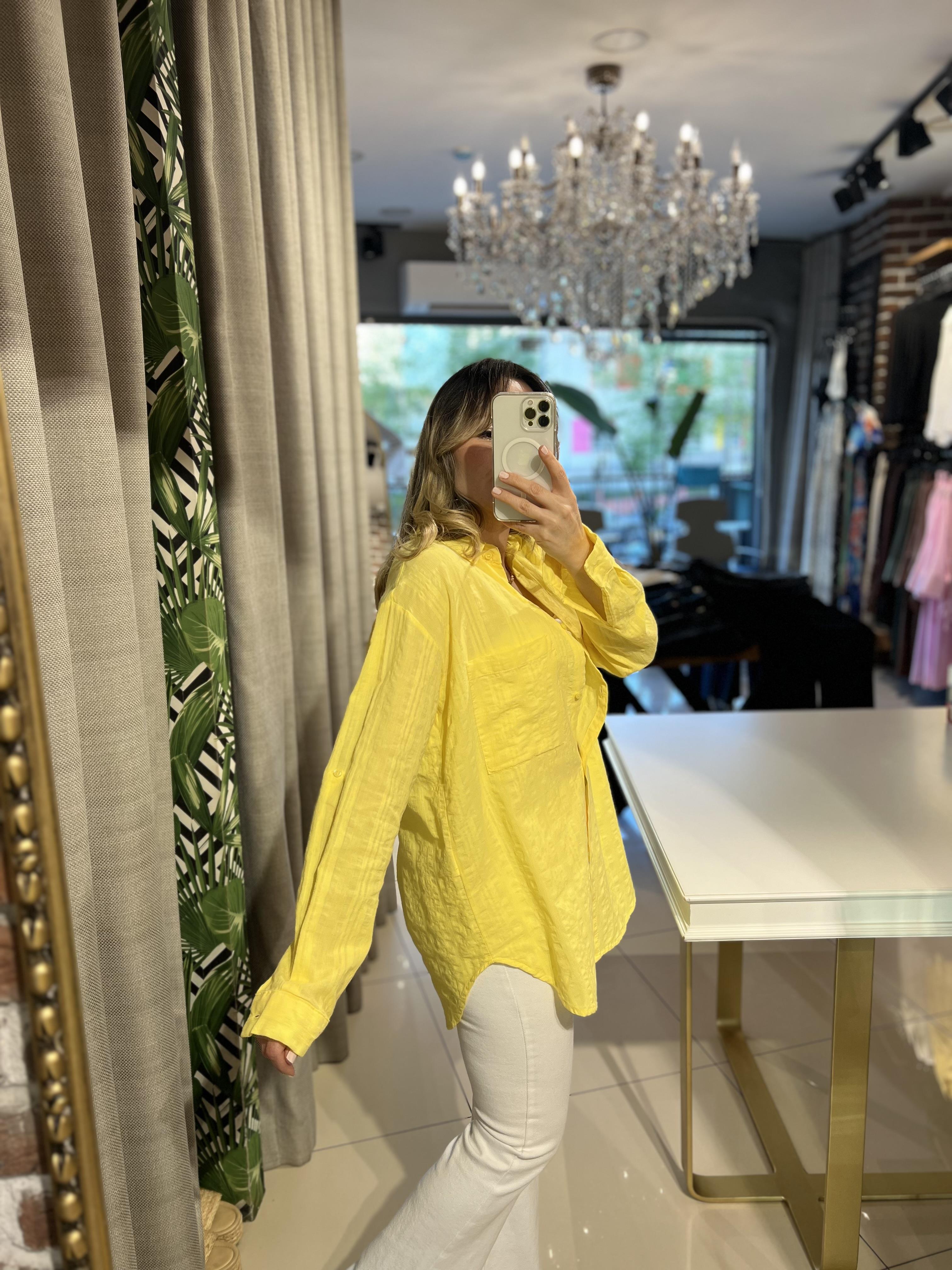 Sarı Cotton Pamuk Gömlek