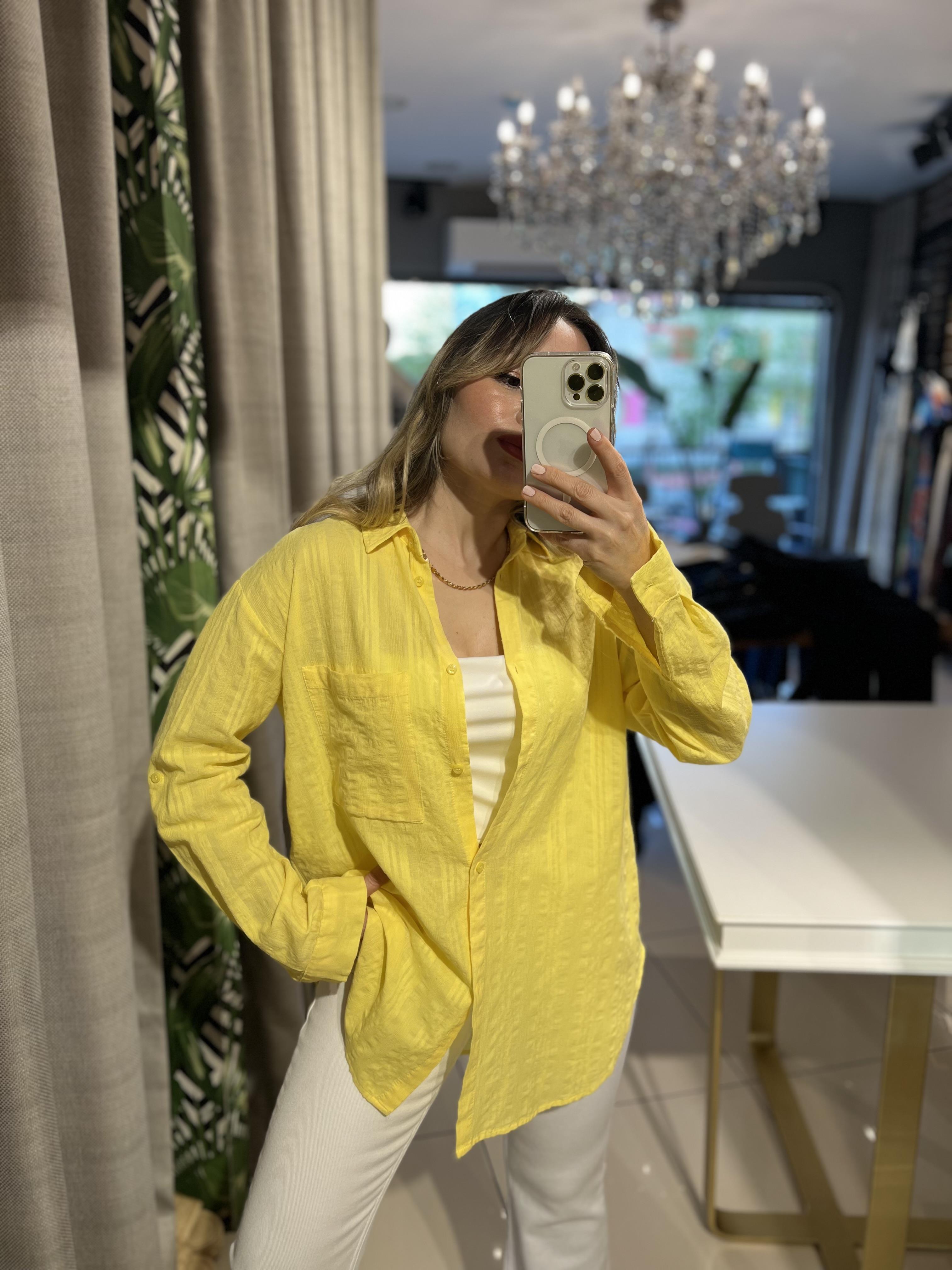 Sarı Cotton Pamuk Gömlek