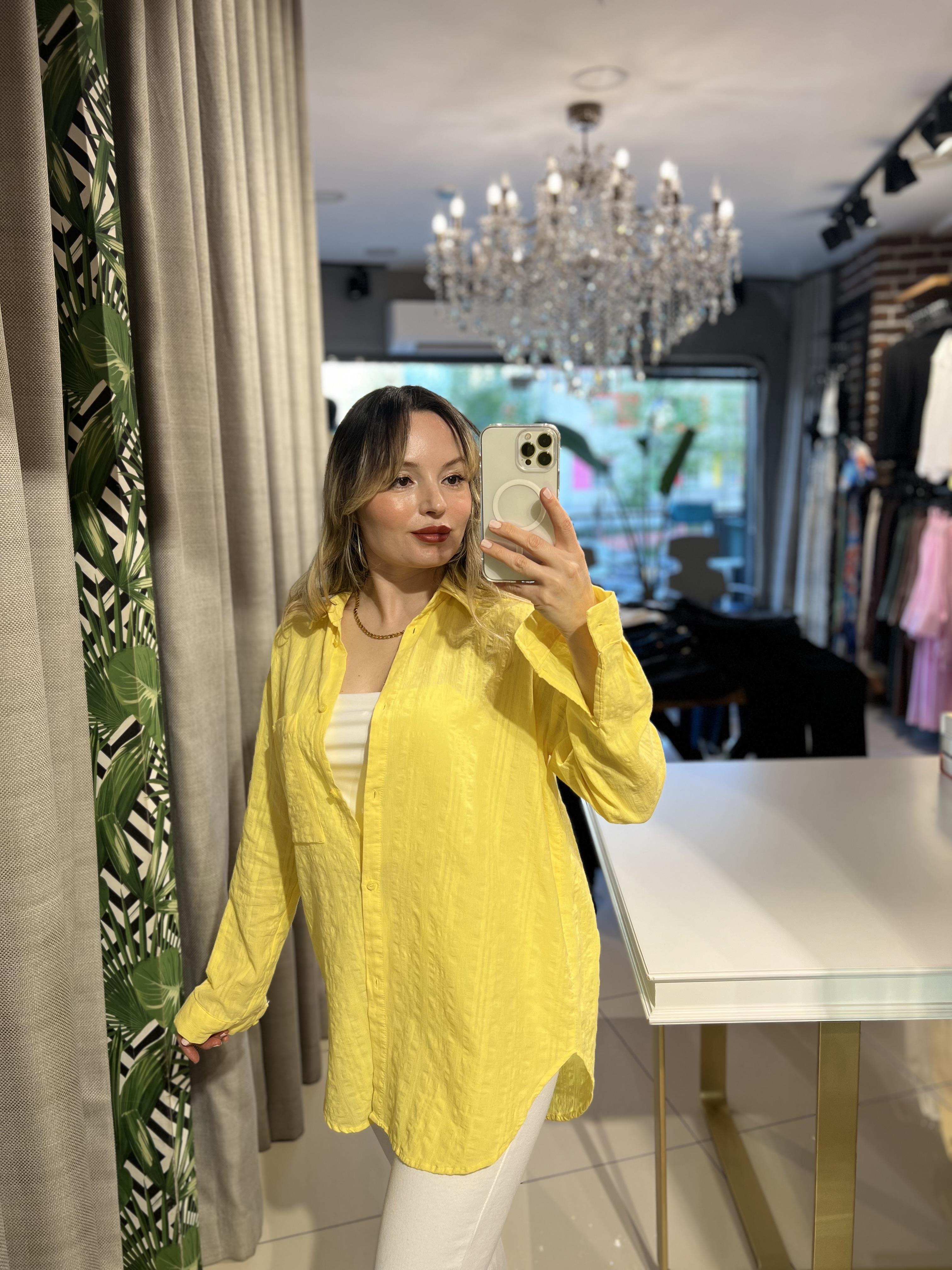 Sarı Cotton Pamuk Gömlek