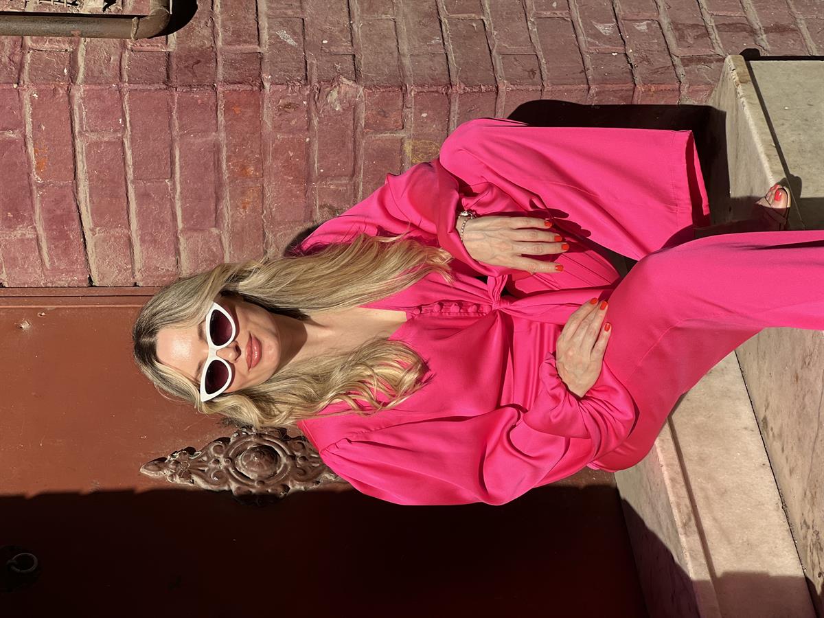 Pembe Saten Takım Elbise