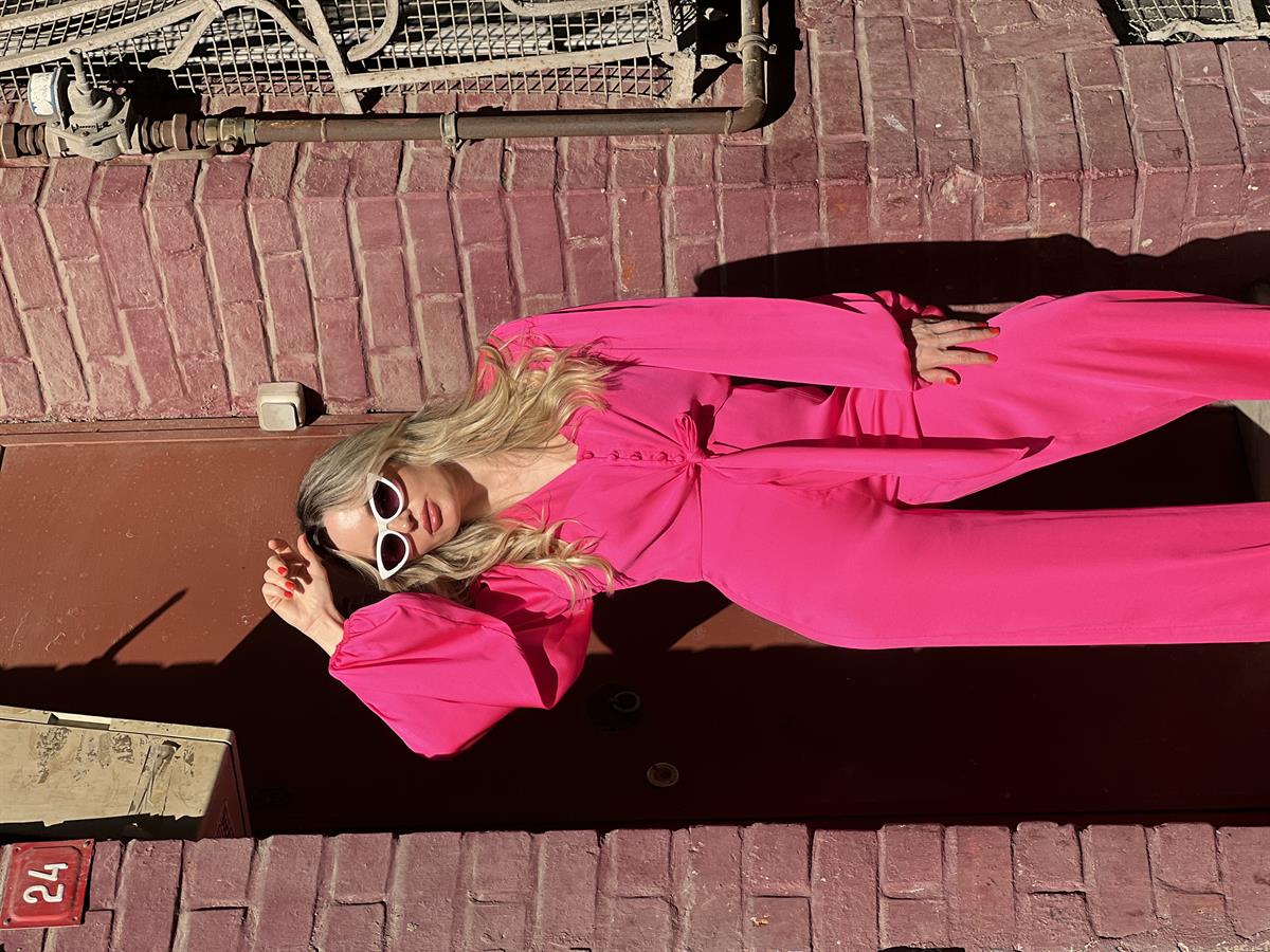 Pembe Saten Takım Elbise