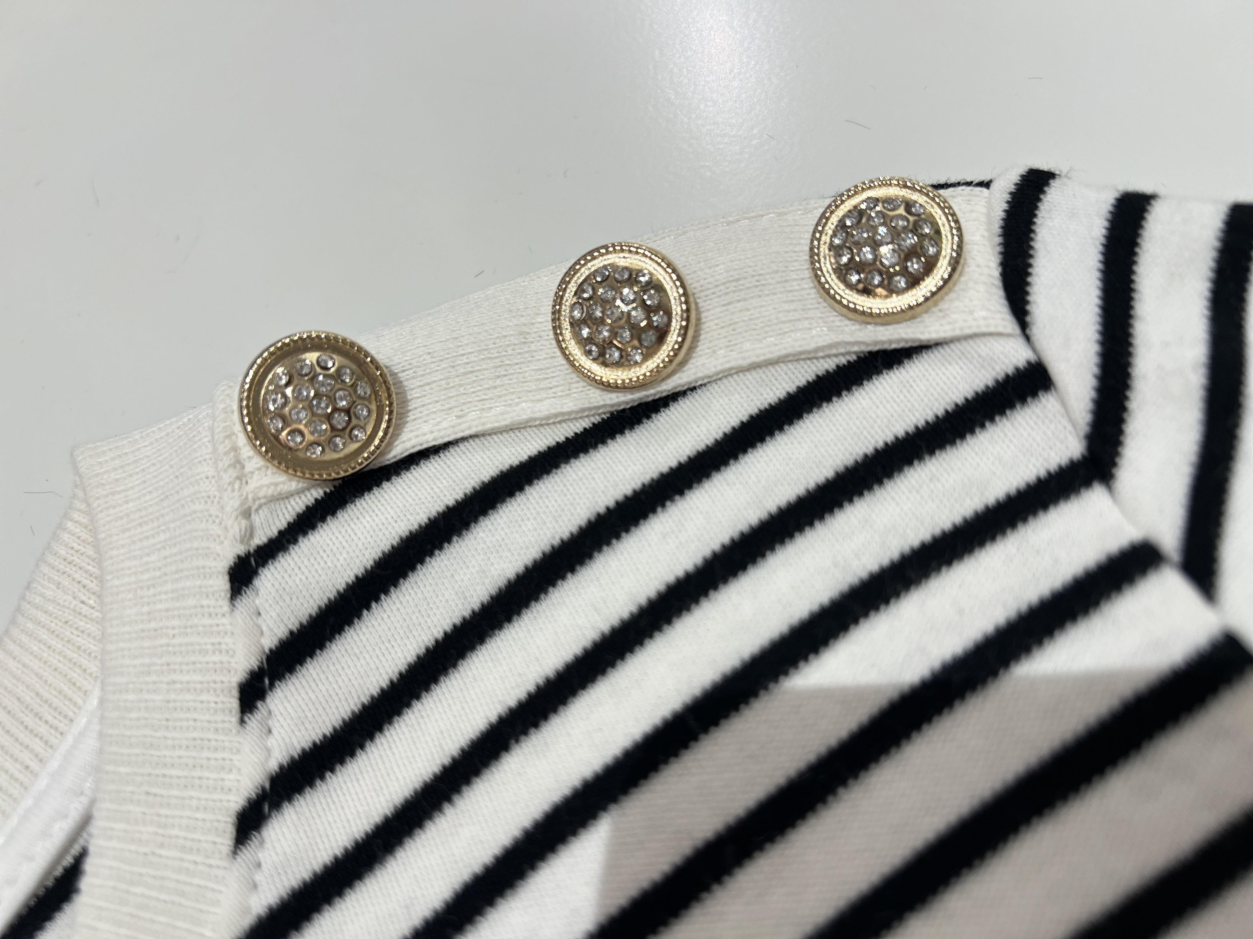 Siyah Beyaz Çizgili Bluz