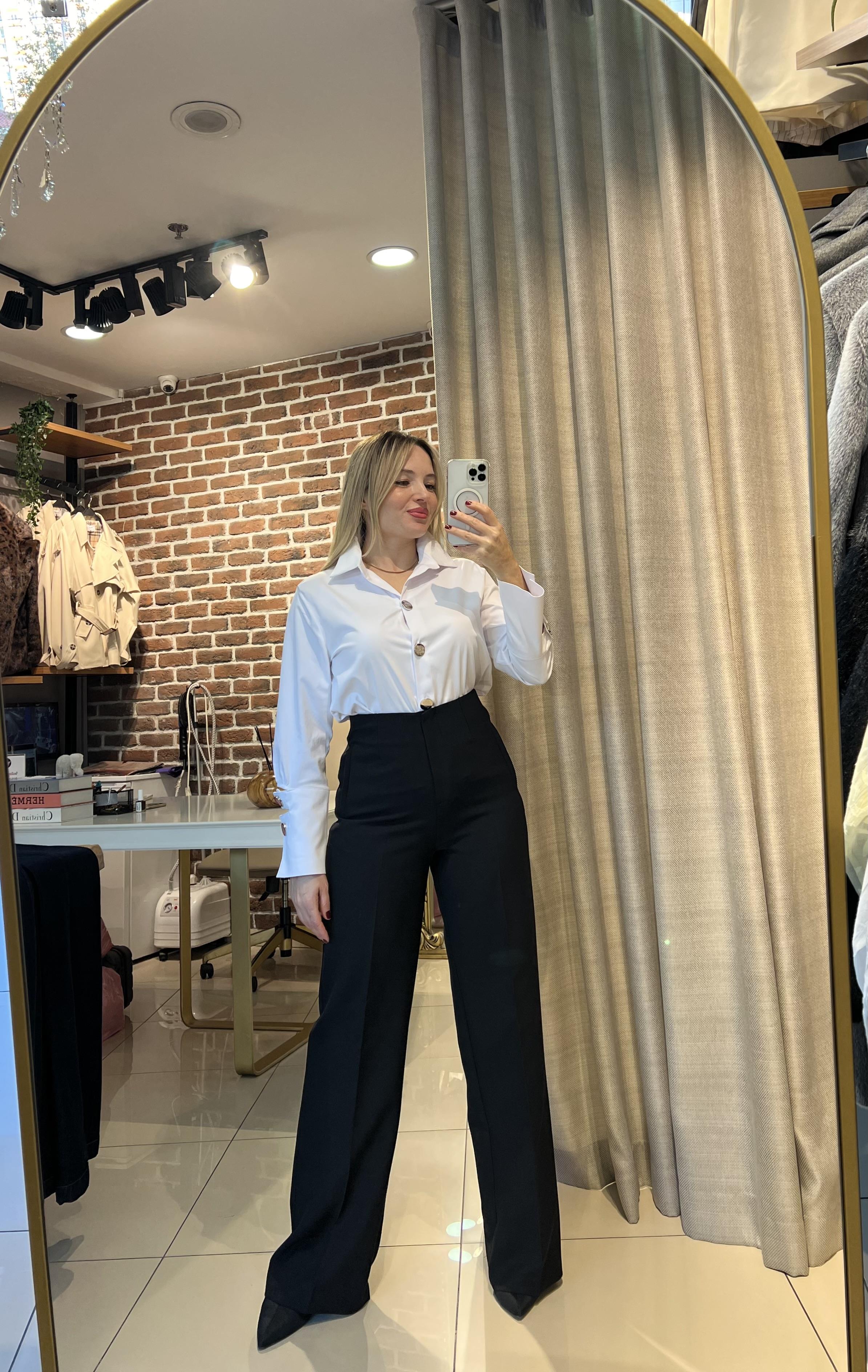 Siyah Palazzo Yüksek Bel Pantalon
