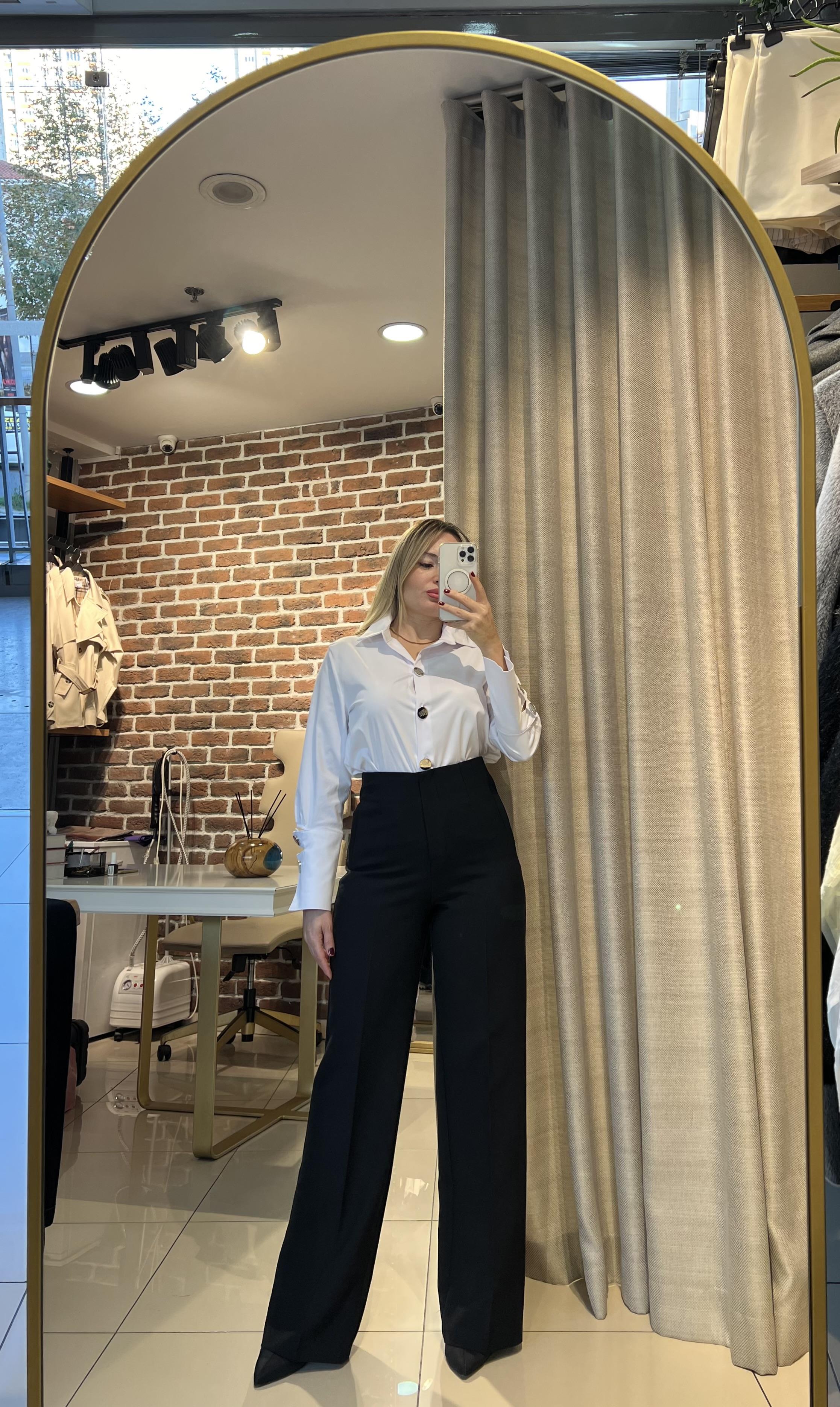 Siyah Palazzo Yüksek Bel Pantalon