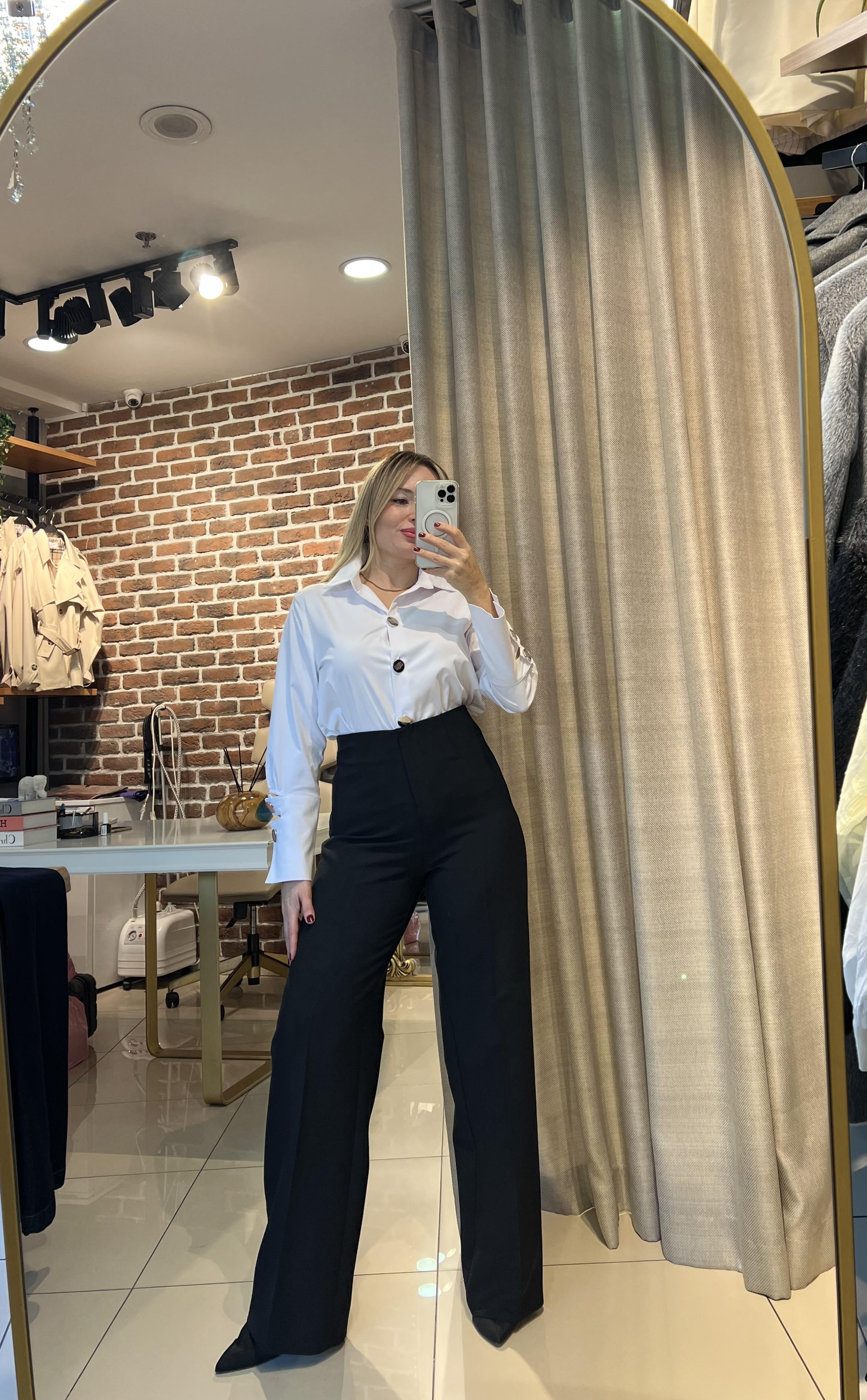 Siyah Palazzo Yüksek Bel Pantalon