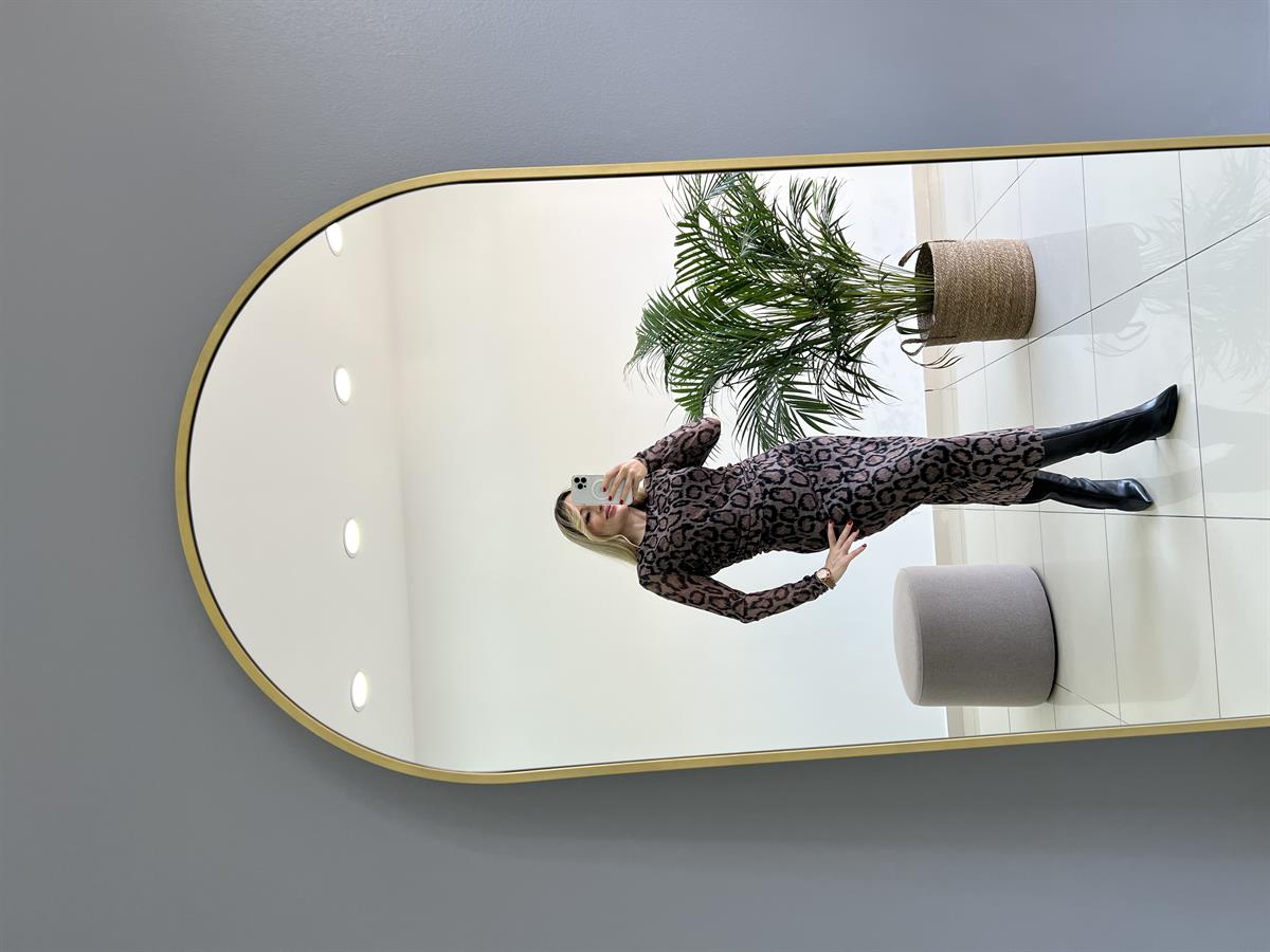 Tül Leopar Desenli Elbise 