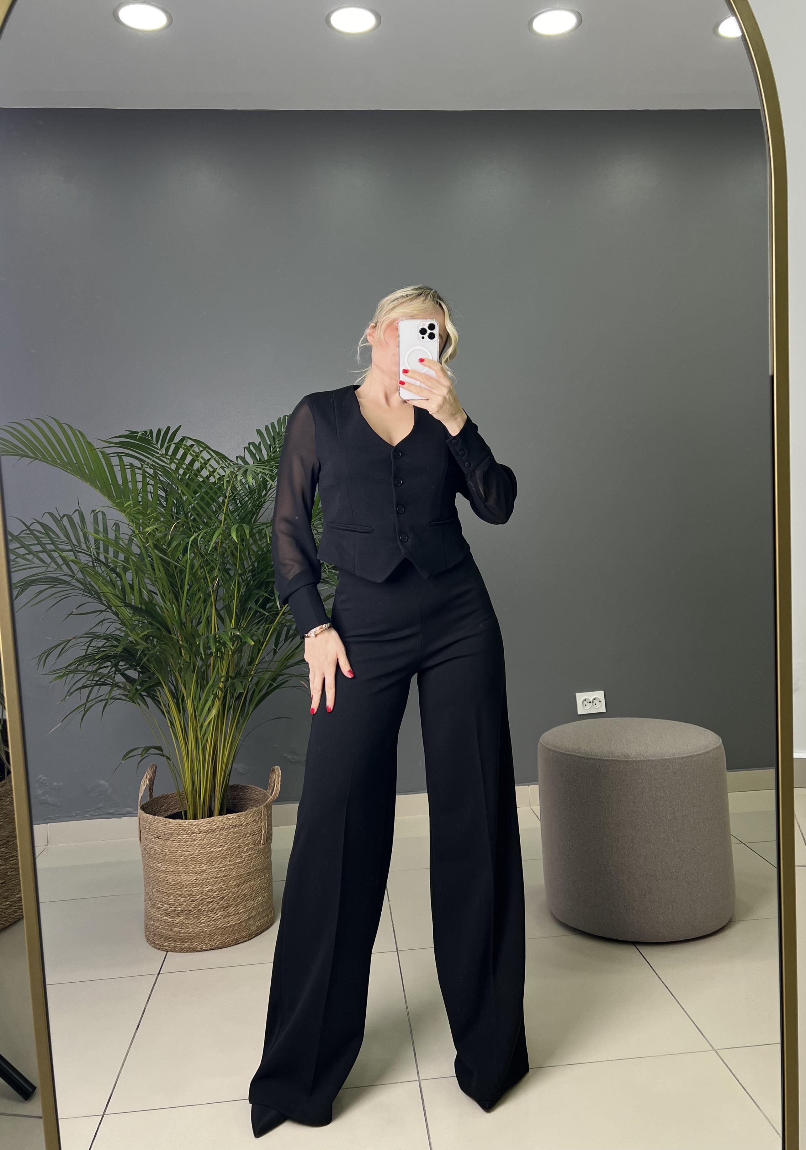 Yandan Fermuarlı Detaylı Full Likralı Palazzo Pantolon 