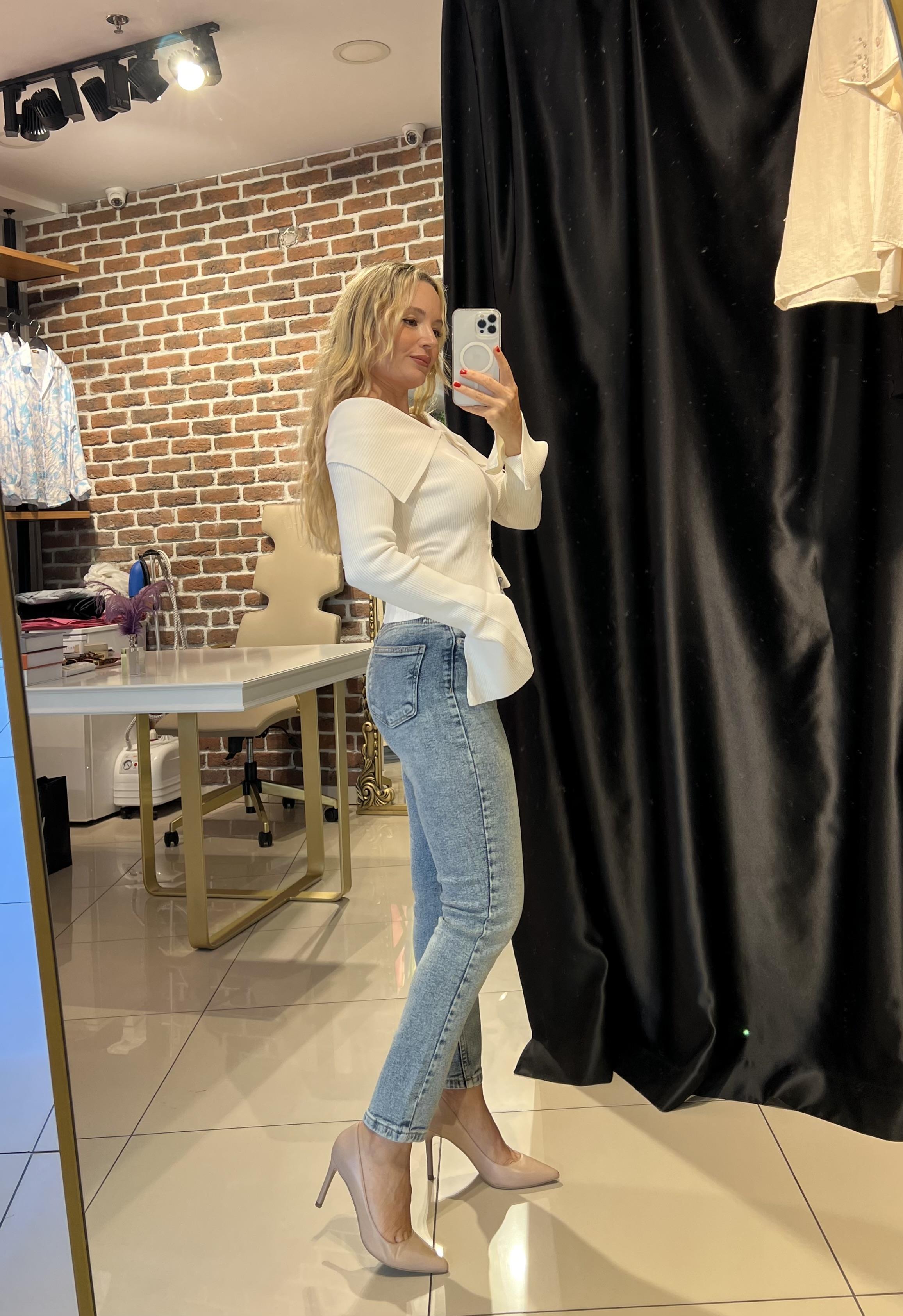 Yüksek Bel Tint Mom Jean Pantolon