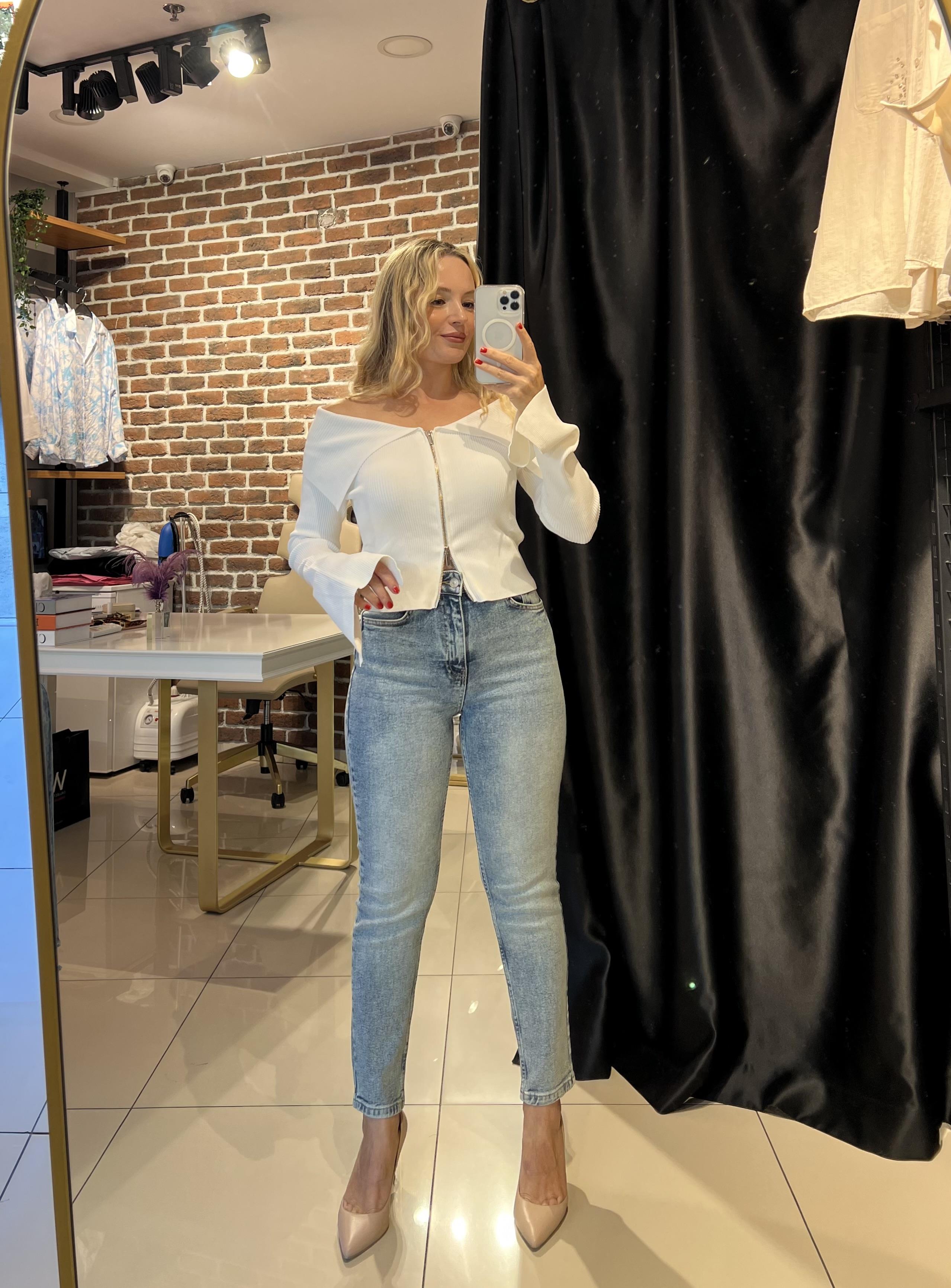 Yüksek Bel Tint Mom Jean Pantolon