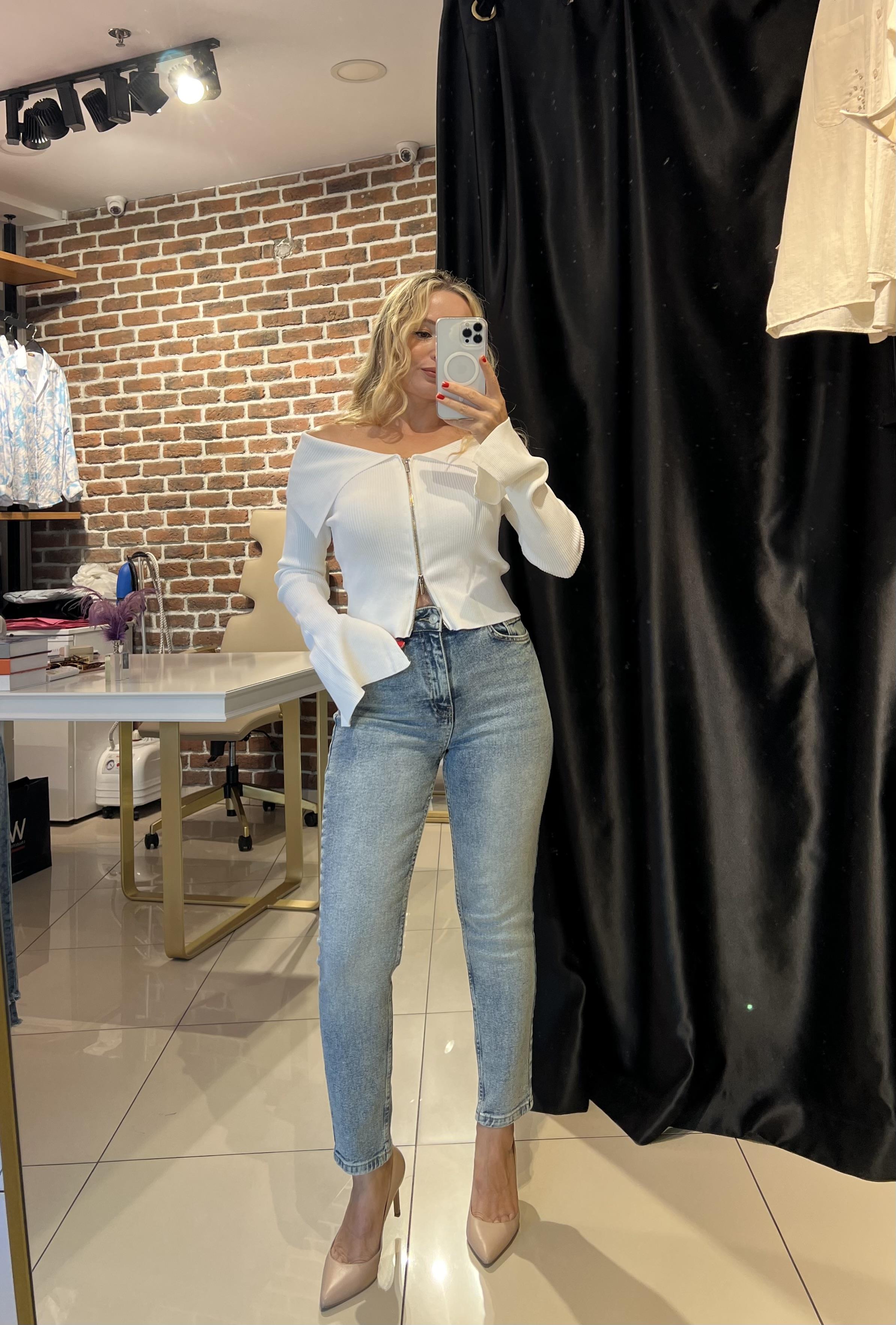 Yüksek Bel Tint Mom Jean Pantolon