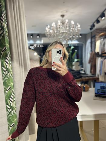  Bisiklet Yaka Desenli Bordo Kazak