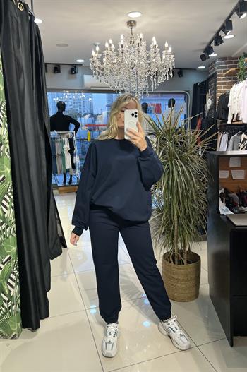  Likralı Güçlü Dokuda Lacivert Eşofman Takımı