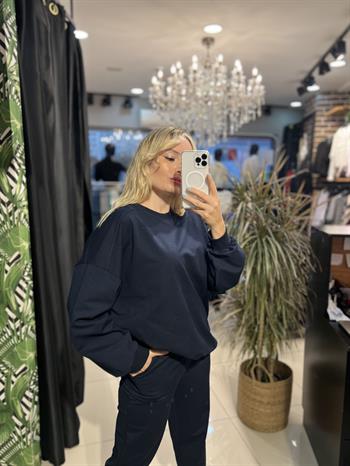  Likralı Güçlü Dokuda Lacivert Eşofman Takımı