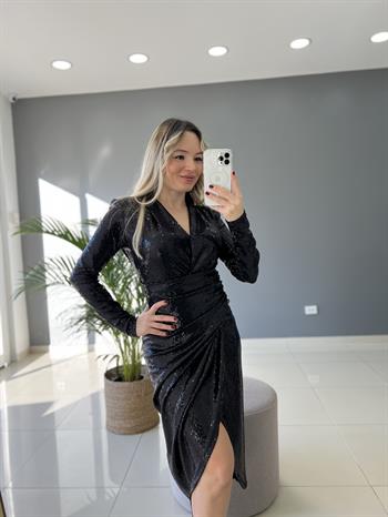 Anvelop Uzun Pullu Payetli Elbise 