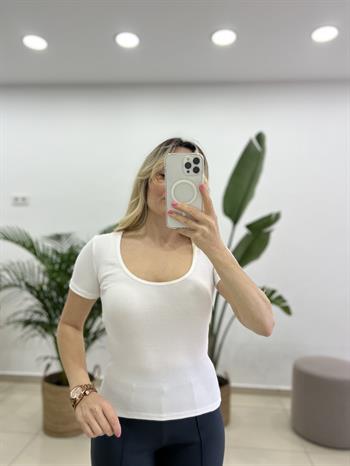 Beyaz Havuz Yaka Likralı Pamuk Badi