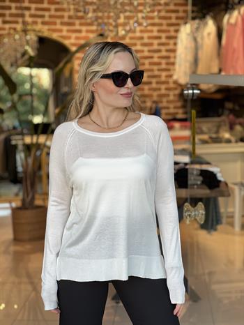 Bisiklet Yaka Ekru İnce Triko Kazak