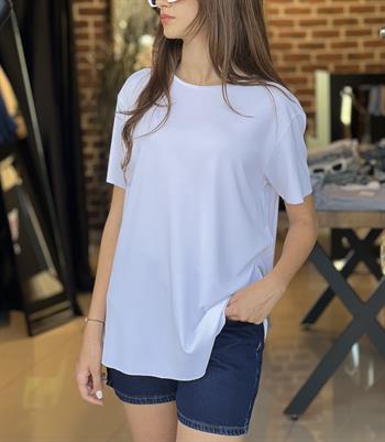 Bisiklet Yaka Modal Kumaş Beyaz Tişört