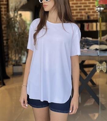 Bisiklet Yaka Modal Kumaş Beyaz Tişört