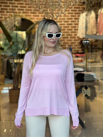 Bisiklet Yaka Pembe İnce Triko Kazak