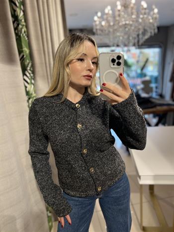 Buklet Cepli Düğmeli Antrasit Ceket Hırka