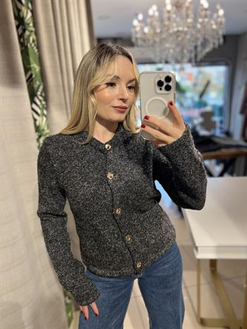 Buklet Cepli Düğmeli Antrasit Ceket Hırka