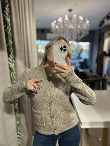 Buklet Cepli Düğmeli Vizon Ceket Hırka