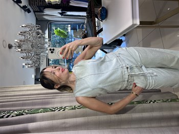 Buz Mavisi Denim Bluz Pantolon Takım