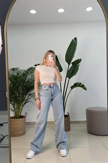 Buz Mavisi Palazzo Jean Pantolon 