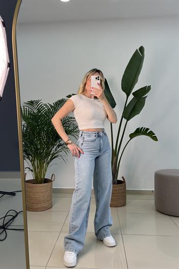 Buz Mavisi Palazzo Jean Pantolon 