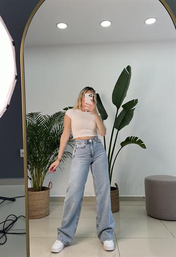 Buz Mavisi Palazzo Jean Pantolon 