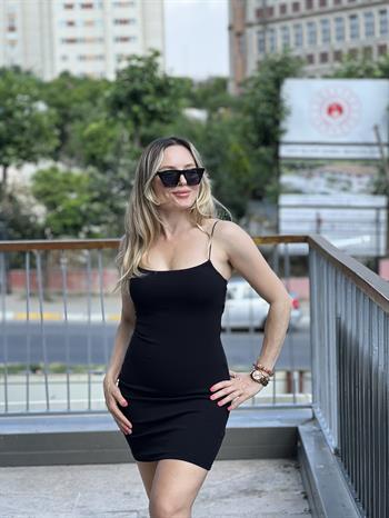 Çelik Örme Siyah Elbise