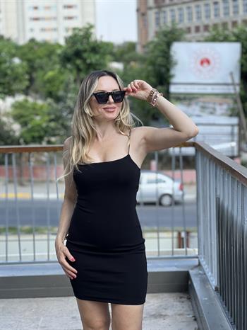 Çelik Örme Siyah Elbise