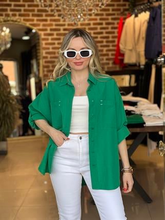 Çift Cepli Pamuk Spor Gömlek