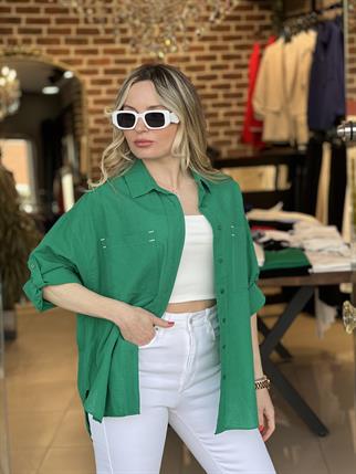 Çift Cepli Pamuk Spor Gömlek