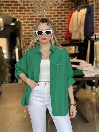 Çift Cepli Pamuk Spor Gömlek