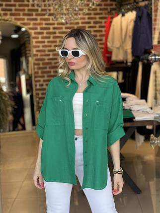 Çift Cepli Pamuk Spor Gömlek