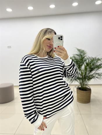 Çizgili Lacivert Sweatshırt 