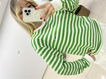 Çizgili Yeşil Sweatshırt 