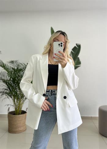 Dilvin Beyaz Blazer Ceket 