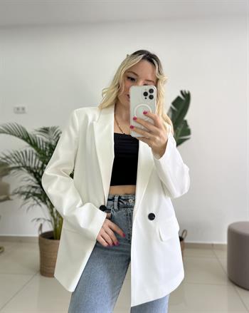 Dilvin Beyaz Blazer Ceket 