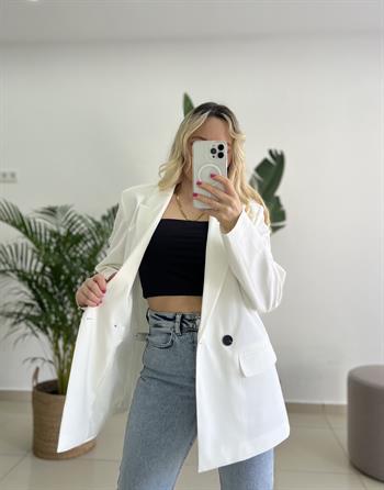 Dilvin Beyaz Blazer Ceket 