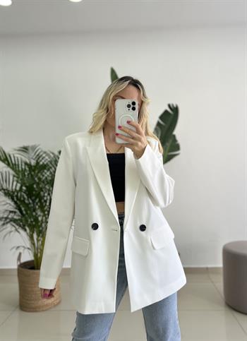 Dilvin Beyaz Blazer Ceket 